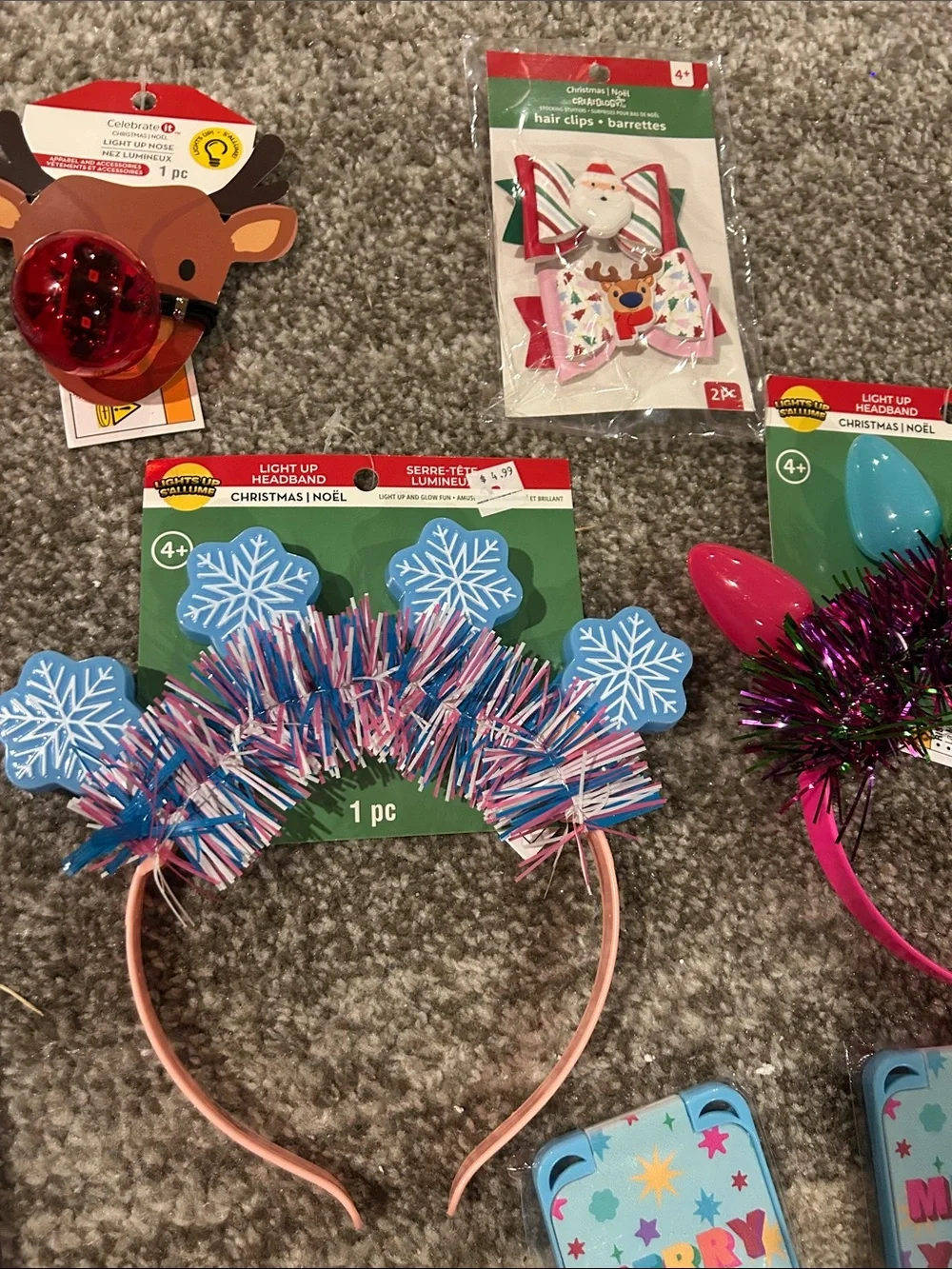 Holiday party supplies with Pink Tinsel Party Headbands all 21 items included